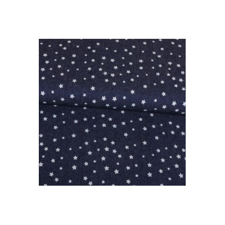 Tissu Jupiter bleu étoiles argent - Larg. 150cm (vendu au mètre)