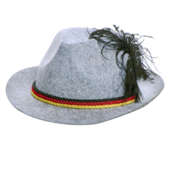 Chapeau bavarois/ tyrolien avec plume- Feutrine - hauteur 29 cm larg 24 cm