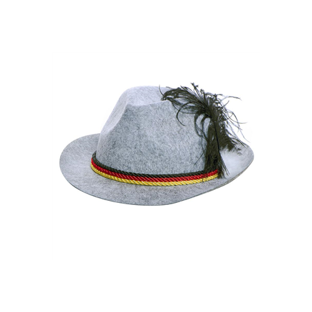 Chapeau bavarois/ tyrolien avec plume- Feutrine - hauteur 29 cm larg 24 cm