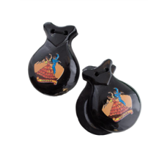 Paire de castagnettes noires décorées- bois