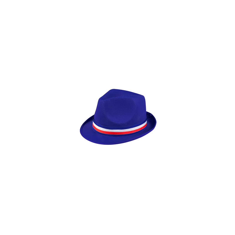Chapeau supporter bleu avec ruban tricolore - polyester - Taille adulte