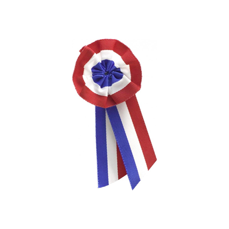 Lot de 10 cocardes tricolores tissu 8 cm à pans