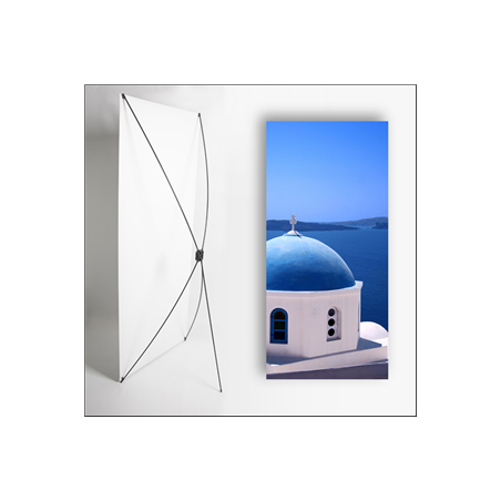 Kakemono Grèce dôme bleu - 180 x 80 cm sur Toile M1 avec structure X- Banner