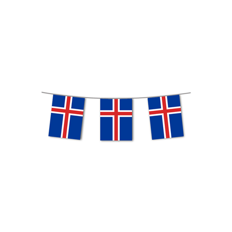 Guirlande drapeaux Islande 10 fanions 20 x 30cm - papier Long. 420cm