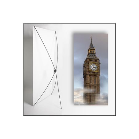 Kakemono Angleterre Big Ben - 180 x 80 cm - Toile M1 avec structure X- Banner