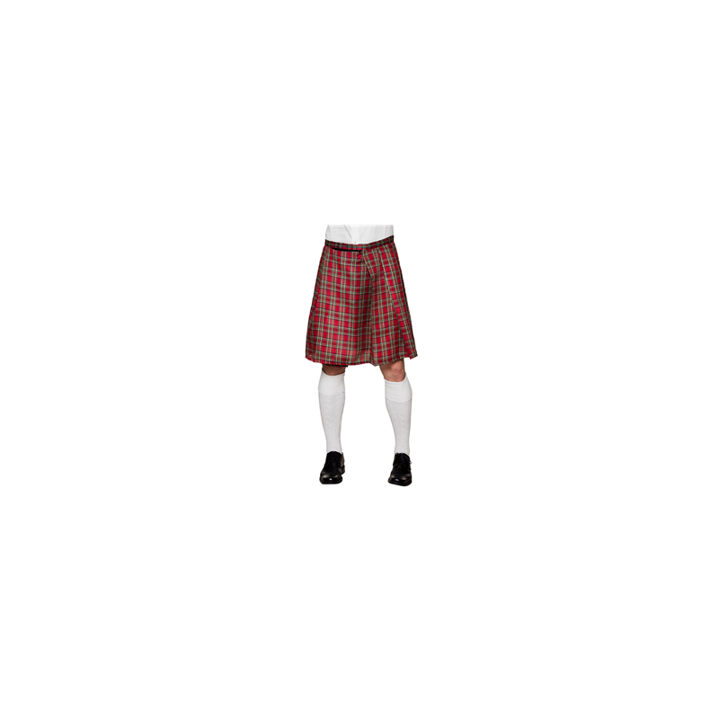 Kilt à carreaux rouge / Polyester - Taille adulte XL