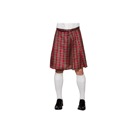 Kilt à carreaux rouge / Polyester - Taille adulte XL