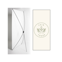 Kakemono FaireTrade Logo - 180 x 80 cm - Toile M1 avec structure X- Banner