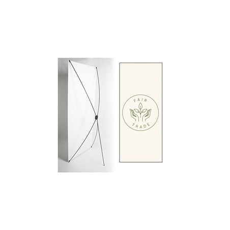 Kakemono FaireTrade Logo - 180 x 80 cm - Toile M1 avec structure X- Banner