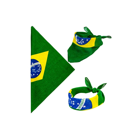 Bandana drapeau Brésil 55x55 cm - 100% coton