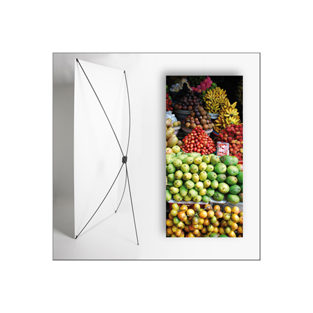 Kakemono Exotique Fruits - 180 x 80 cm - Toile M1 avec structure X- Banner