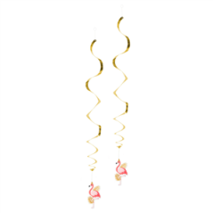 Lot de 2 tourbillons 'Flamant' pvc et carton - Haut. 85cm