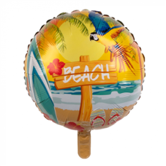 Ballon mylar Beach - Diam 45cm - Aluminium (paille de gonflage incluse)