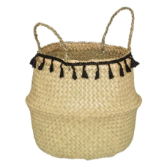 Panière tressés à pompons - 30 x 37cm