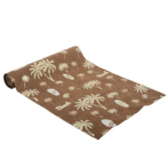 Chemin de table Surf en suédine Or et marron 28cm x 3m