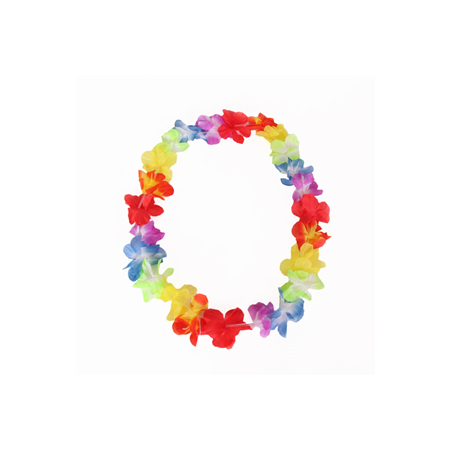 Lot de 12 colliers de fleurs multicolores - tergal - Diam. 47cm