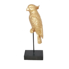 Perroquet doré en résine sur support noir 11,5 x 7,5 x 31cm