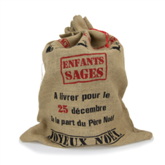 Sac de Noël en toile de jute (imprimé sur 1 face) 50 x 70 cm