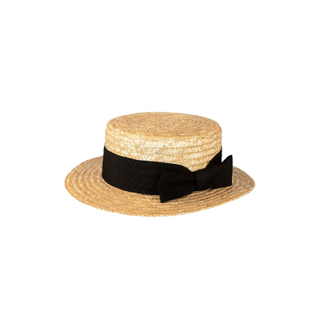 Chapeau Canotier en paille avec ruban noir