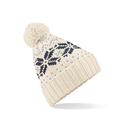 Bonnet d'hiver - taille adulte (blanc cassé et bleu)