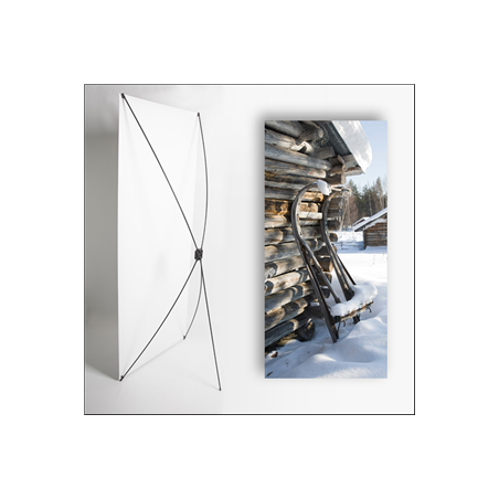 Kakemono Montagne Luge - 180 x 80 cm - Toile M1 avec structure  X- Banner