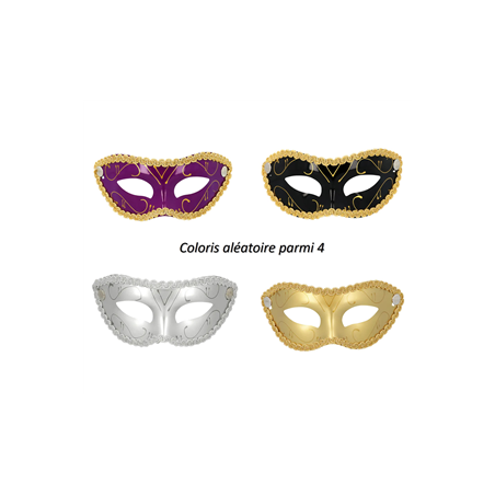 Loup carnaval Venise avec galon  et  ruban d'attache (4 couleurs ass.)