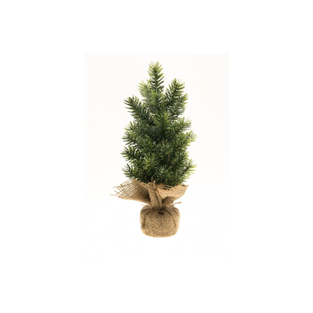 Sapin effet givré sac en jute - 30cm