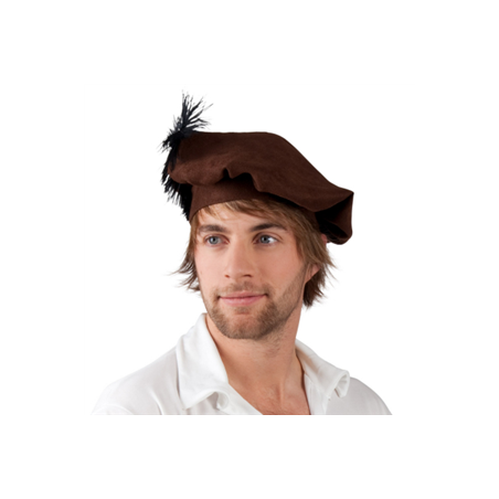 Béret médiéval avec plume - polyester Béret médiéval avec plume - polyester