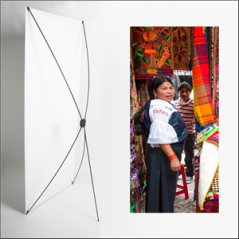 Kakemono AMS Vendeuse - 180 x 80 cm - Toile M1 avec structure X- Banner