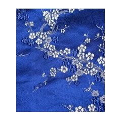 Tissu bleu à fleur blanche - coupe de 1m - Larg. 150cm