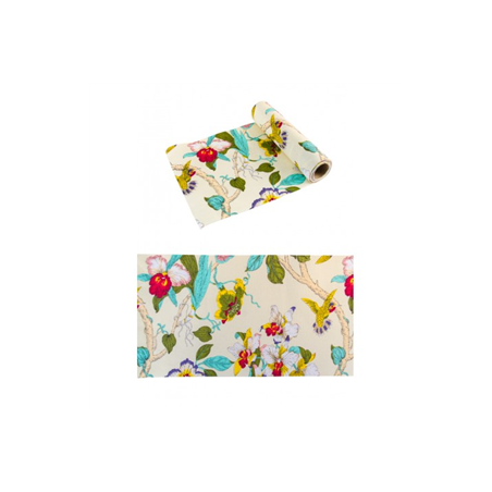 Chemin de table en lin motif floral 28cm x 3m