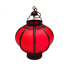 Lanterne rouge - Métal / Tissu - Haut 22cm, diam 15cm
