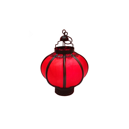 Lanterne rouge - Métal / Tissu - Haut 22cm, diam 15cm