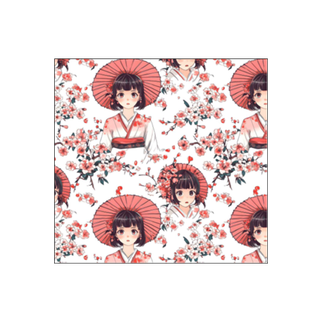 Tissu japonais façon Manga impression sur coton (Larg. 140 cm) vendu au m