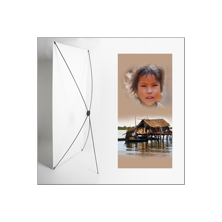 Kakemono Asie Pilotis - 180 x 80 cm - Toile M1 avec structure X- Banner