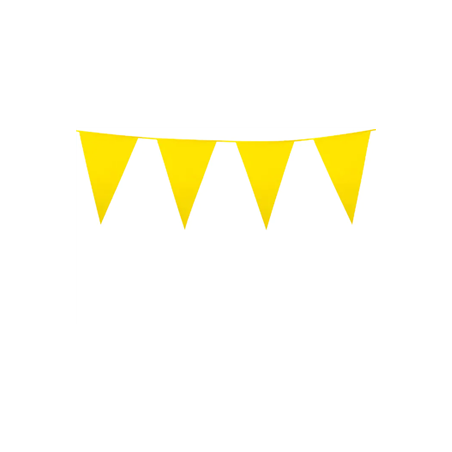 Guirlande de fanions jaunes 30 x 20cm - plastique Long. 10m