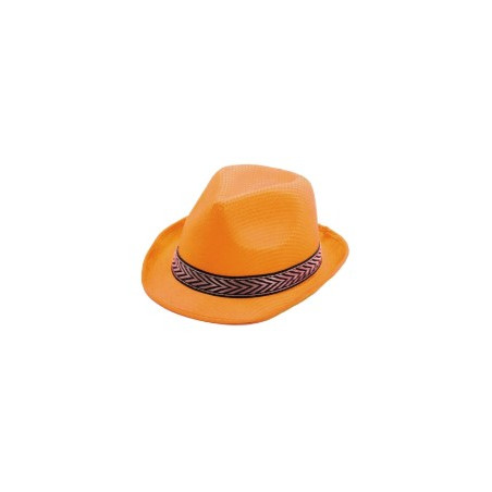 Chapeau Funky orange - Polyester / Taille Adulte - haut 13 cm diam 29 cm
