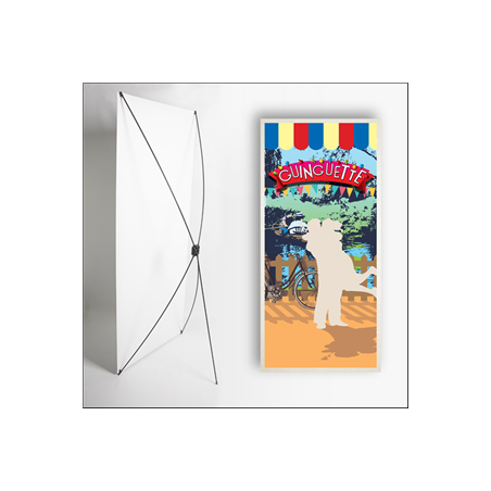 Kakemono Guinguette 6 - 180 x 80 cm - Toile M1 avec structure X- Banner