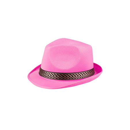 Chapeau Funky rose - Polyester / Taille Adulte - haut 13 cm diam 29 cm