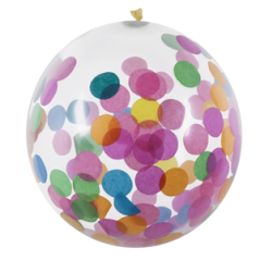 Ballon transparent à confettis multicolores x5 - Diam. 30cm
