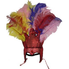 Coiffe de danseuse de carnaval brésilien à sequins  et  plumes d'autruche 65 cm