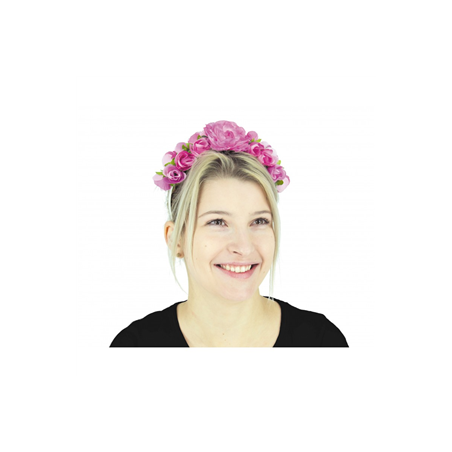 Serre-tête fleurs roses en tissu