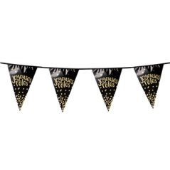 Guirlande 'Joyeuses Fêtes' fanions métallisés - PLASTIQUELong. 4m