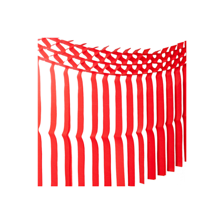 Guirlande zinnia rouge avec franges - papier Haut. 70cm / Long. 3m