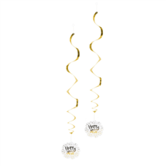 Lot de 2 tourbillons 'Happy New Year' Haut. 85cm