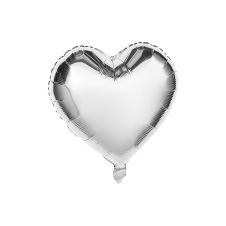 Ballon coeur argent métallisé - 45cm