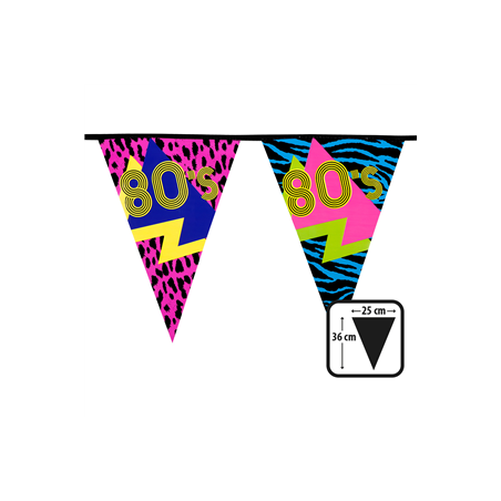 Guirlande de fanions recto seul PE 80's (36 x 25 cm)(6 m)