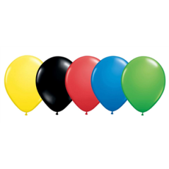 Ballons x 10 (5 couleurs) vert jaune rouge noir bleu) - Diam. 29 cm