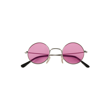 Paire de lunettes rondes verre rose en métal - Taille adulte