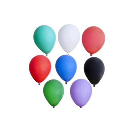Ballon multicolore x8 29cm (vert-bleu-violet-noir-blanc-rouge-corail-vert jade)